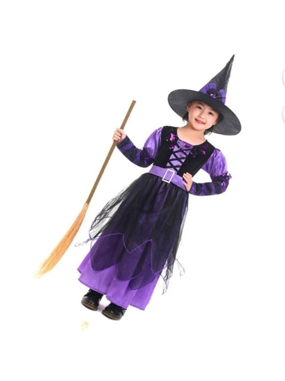 Witch Girl Halloween Costume with Hat Size Medium